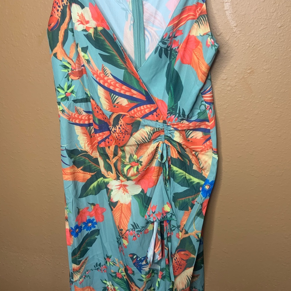 Drawstring Front Ruffle Trim Cami Dress - Picture 4 of 7